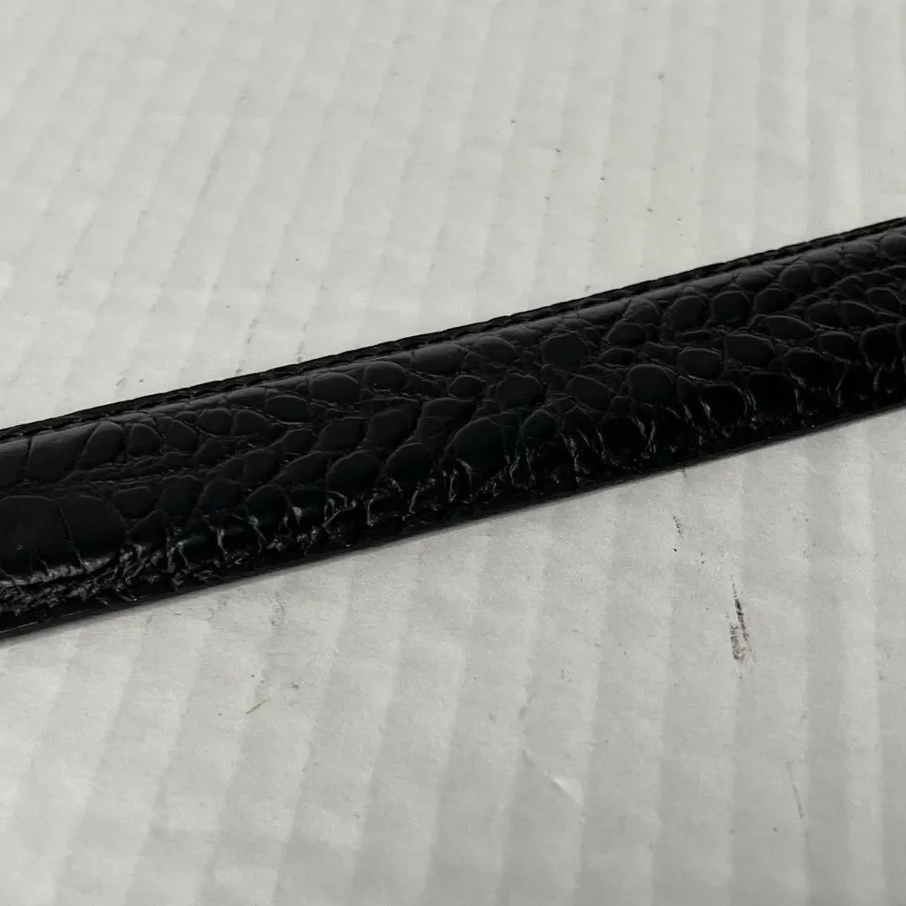 P0L0 RALPH LAUREN FAUX EMBOSSED CROC ALLIGATOR BELT GENUINE LEATHER BLACK 38
